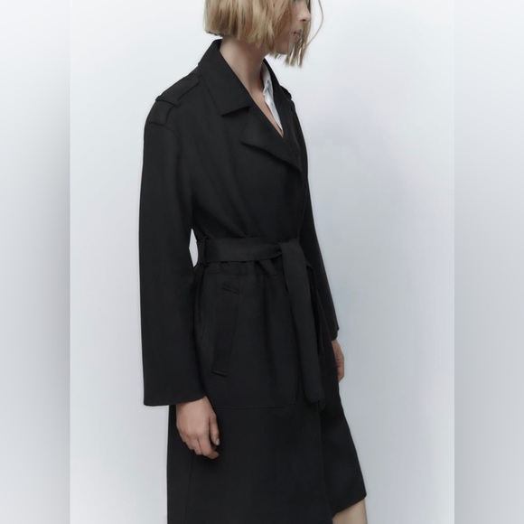 Faux suede trench jacket - Picture 3 of 11